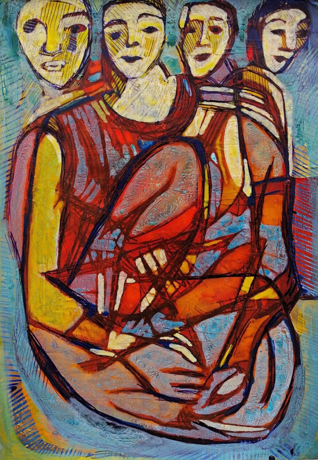 Acrylic on paper and their collage on canvas with wooden frame // Size: ca..30 x 40 x 4 cm