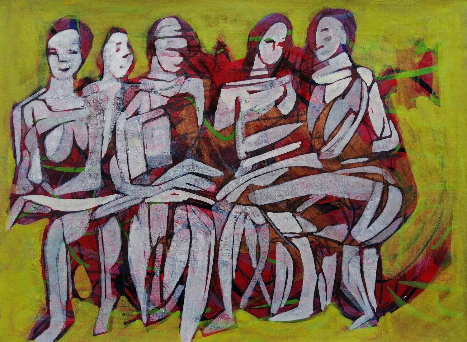 Acrylic on paper and their collage on canvas with wooden frame // Size: ca..30 x 40 x 4 cm