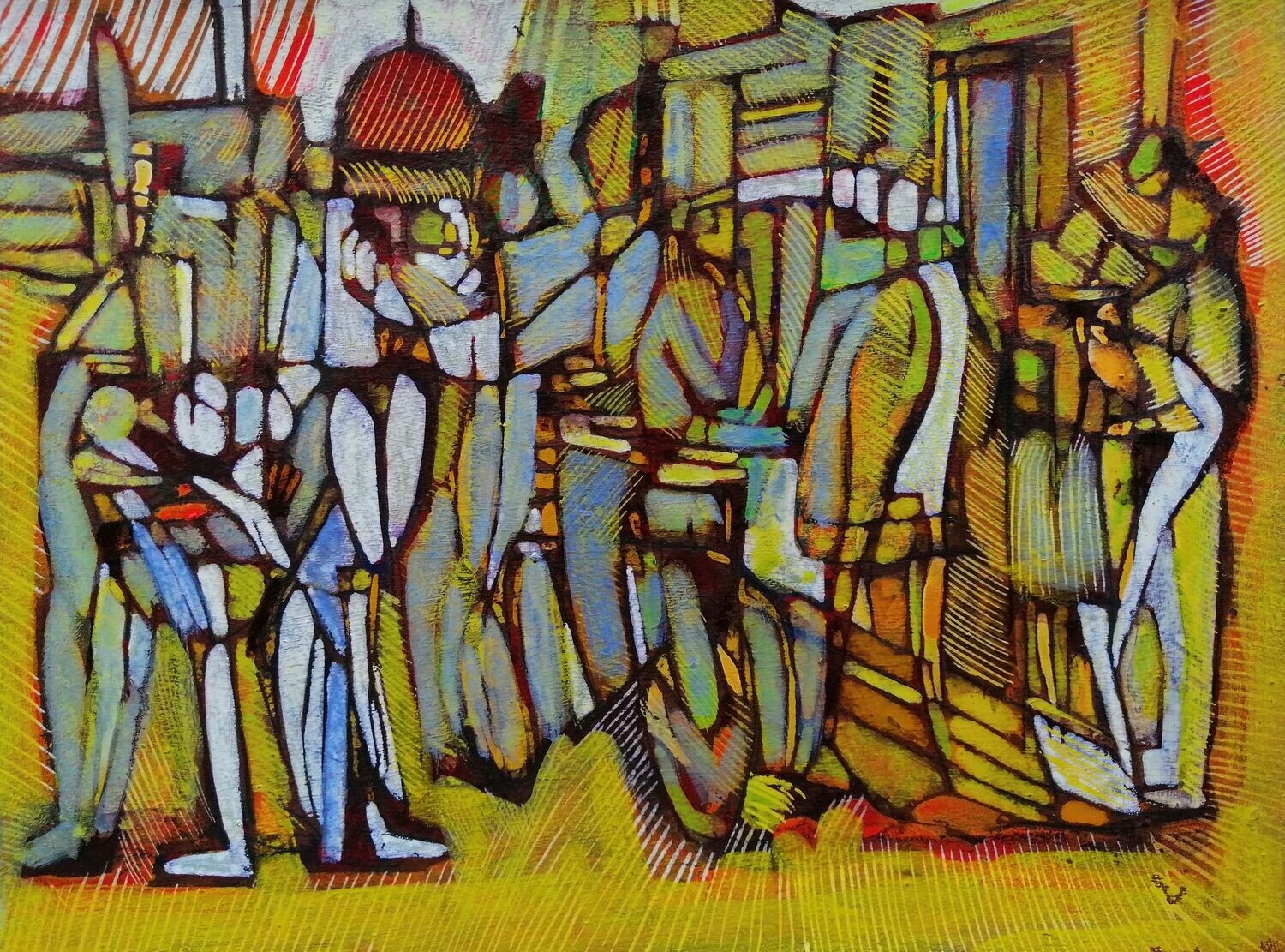 Acrylic on paper and their collage on canvas with wooden frame // Size: ca..30 x 40 x 4 cm