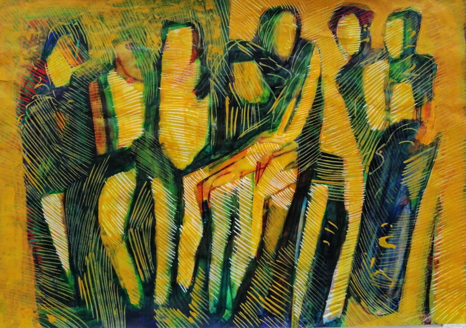 Acrylic on paper and their collage on canvas with wooden frame // Size: ca..30 x 40 x 4 cm