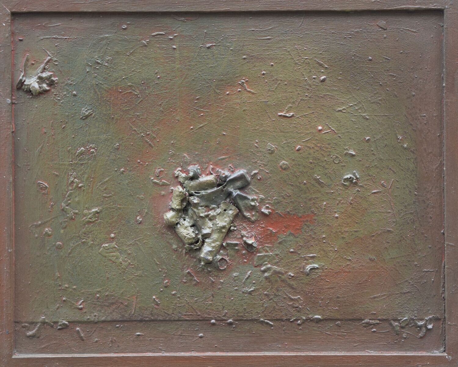 Collage  Clothes & Acrylic  With powder color pigment on Canvas on a wooden frame // Size: ca. ,Size: ca. 40 x 60 x 4 cm,