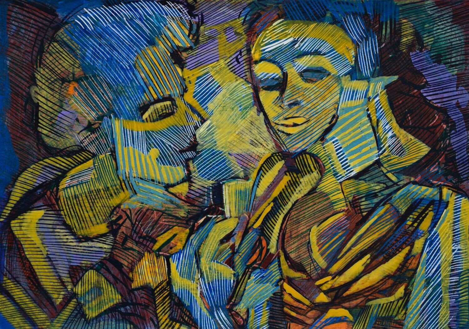 Acrylic on paper and their collage on canvas with wooden frame // Size: ca..30 x 40 x 4 cm