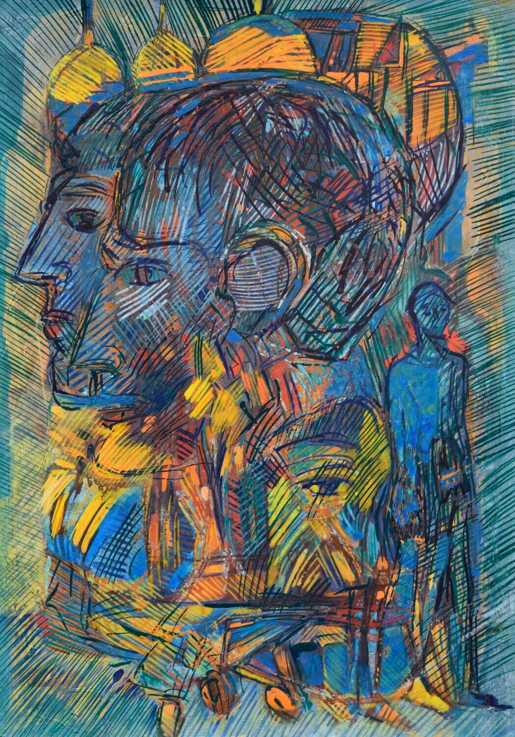 Acrylic on paper and their collage on canvas with wooden frame // Size: ca..30 x 40 x 4 cm