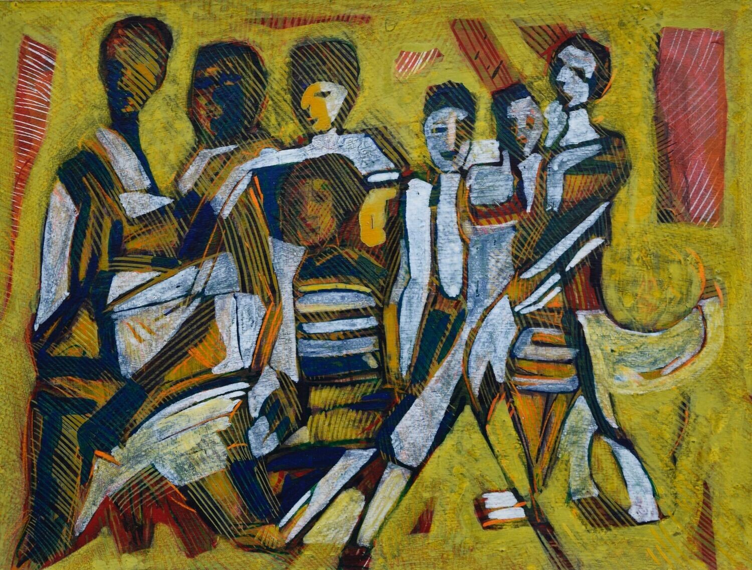 Acrylic on paper and their collage on canvas with wooden frame // Size: ca..30 x 40 x 4 cm ,