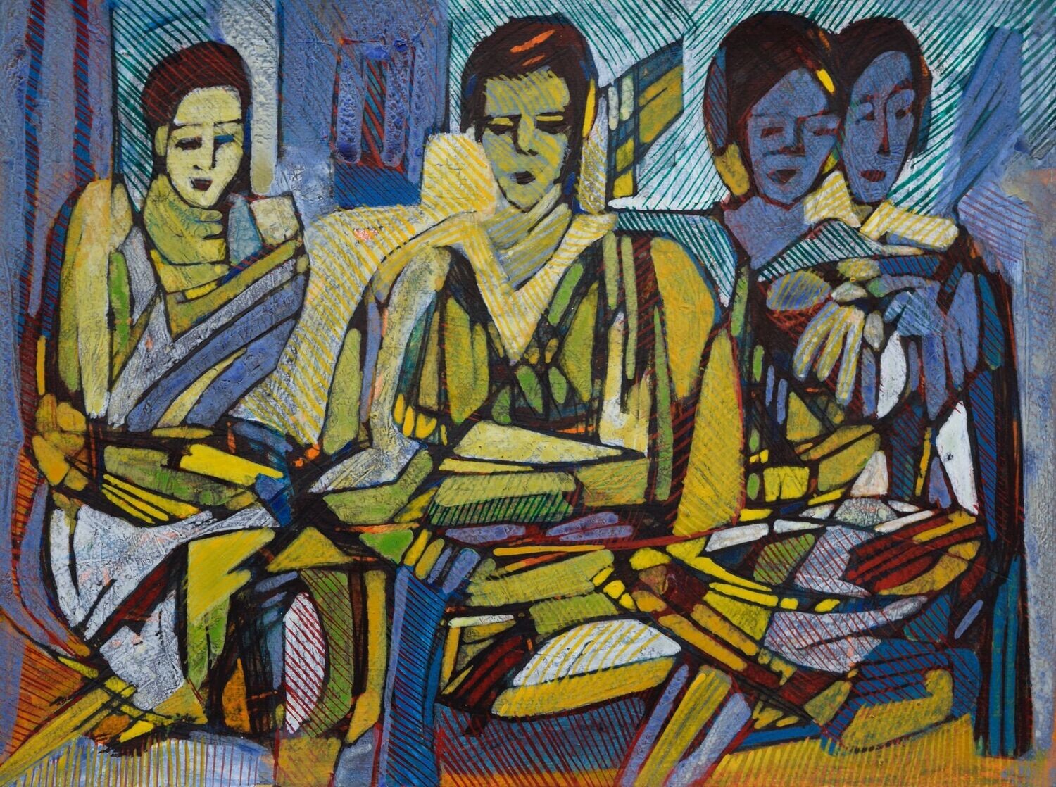 Acrylic on paper and their collage on canvas with wooden frame // Size: ca..30 x 40 x 4 cm