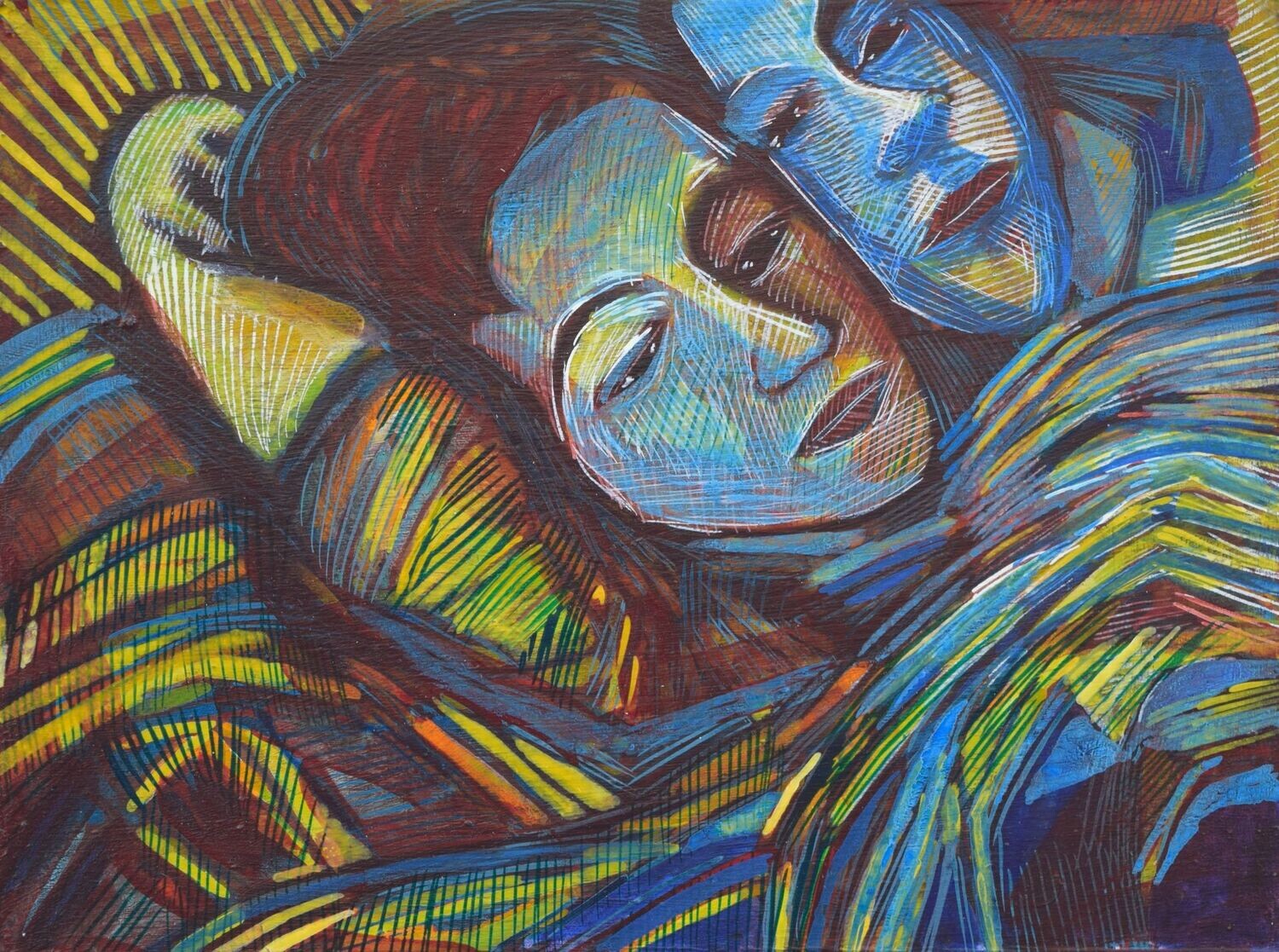 Acrylic on paper and their collage on canvas with wooden frame // Size: ca..30 x 40 x 4 cm