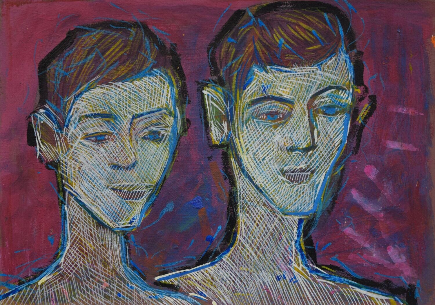 Acrylic on paper and their collage on canvas with wooden frame // Size: ca..30 x 40 x 4 cm