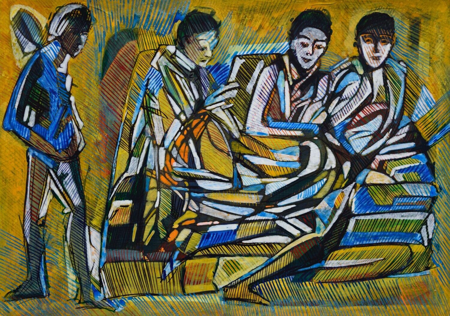 Acrylic on paper and their collage on canvas with wooden frame // Size: ca..30 x 40 x 4 cm