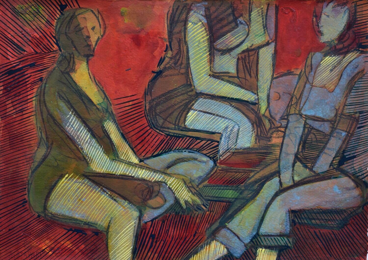 Acrylic on paper and their collage on canvas with wooden frame // Size: ca..30 x 40 x 4 cm