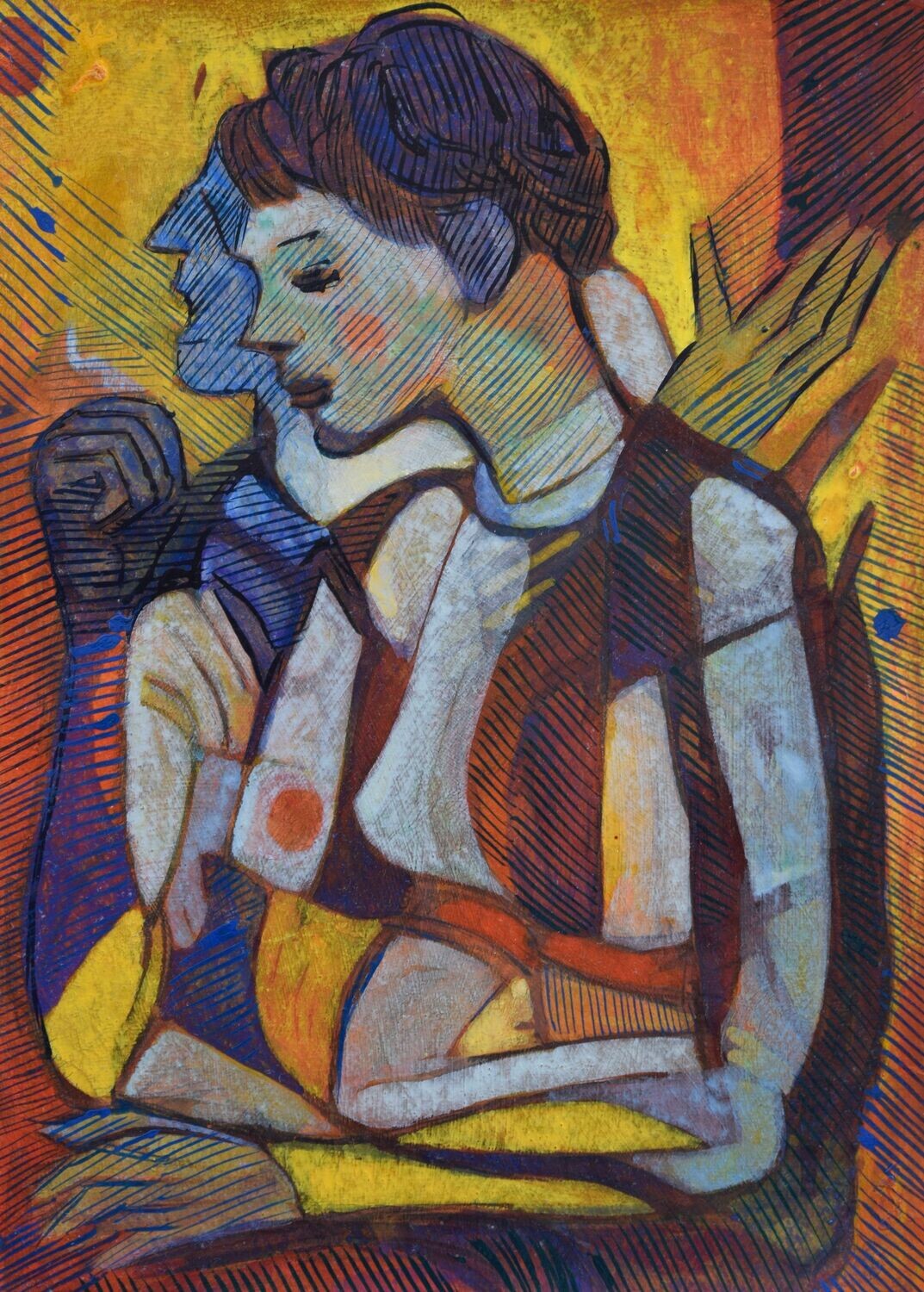 Acrylic on paper and their collage on canvas with wooden frame // Size: ca..30 x 40 x 4 cm