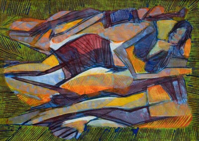 Acrylic on paper and their collage on canvas with wooden frame // Size: ca..30 x 40 x 4 cm