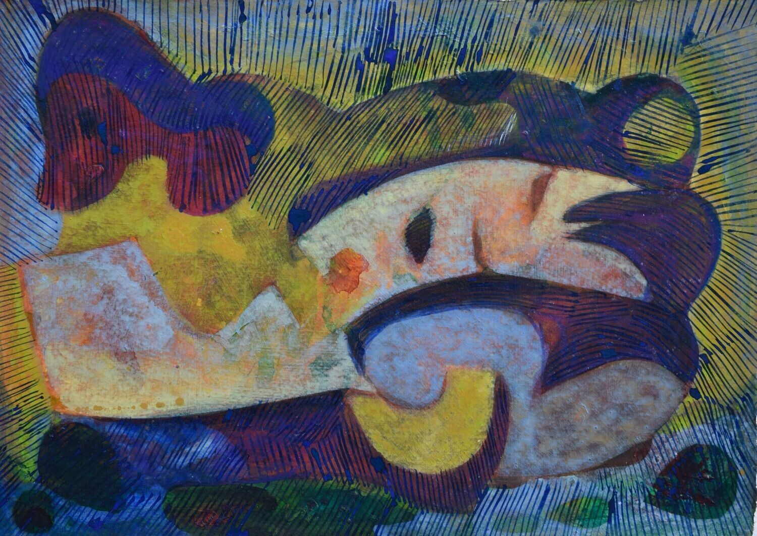 Acrylic on paper and their collage on canvas with wooden frame // Size: ca..30 x 40 x 4 cm