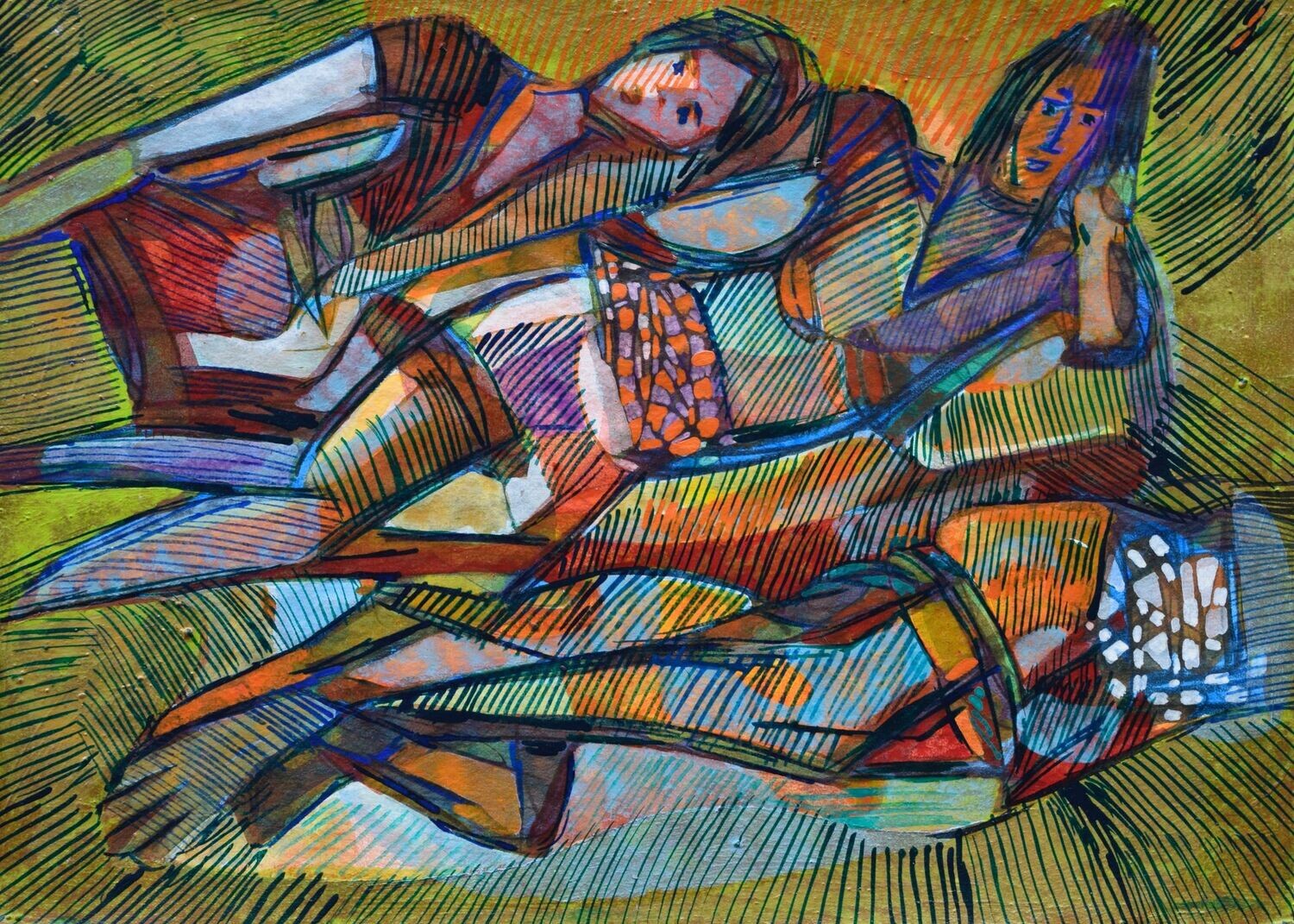 Acrylic on paper and their collage on canvas with wooden frame // Size: ca..30 x 40 x 4 cm