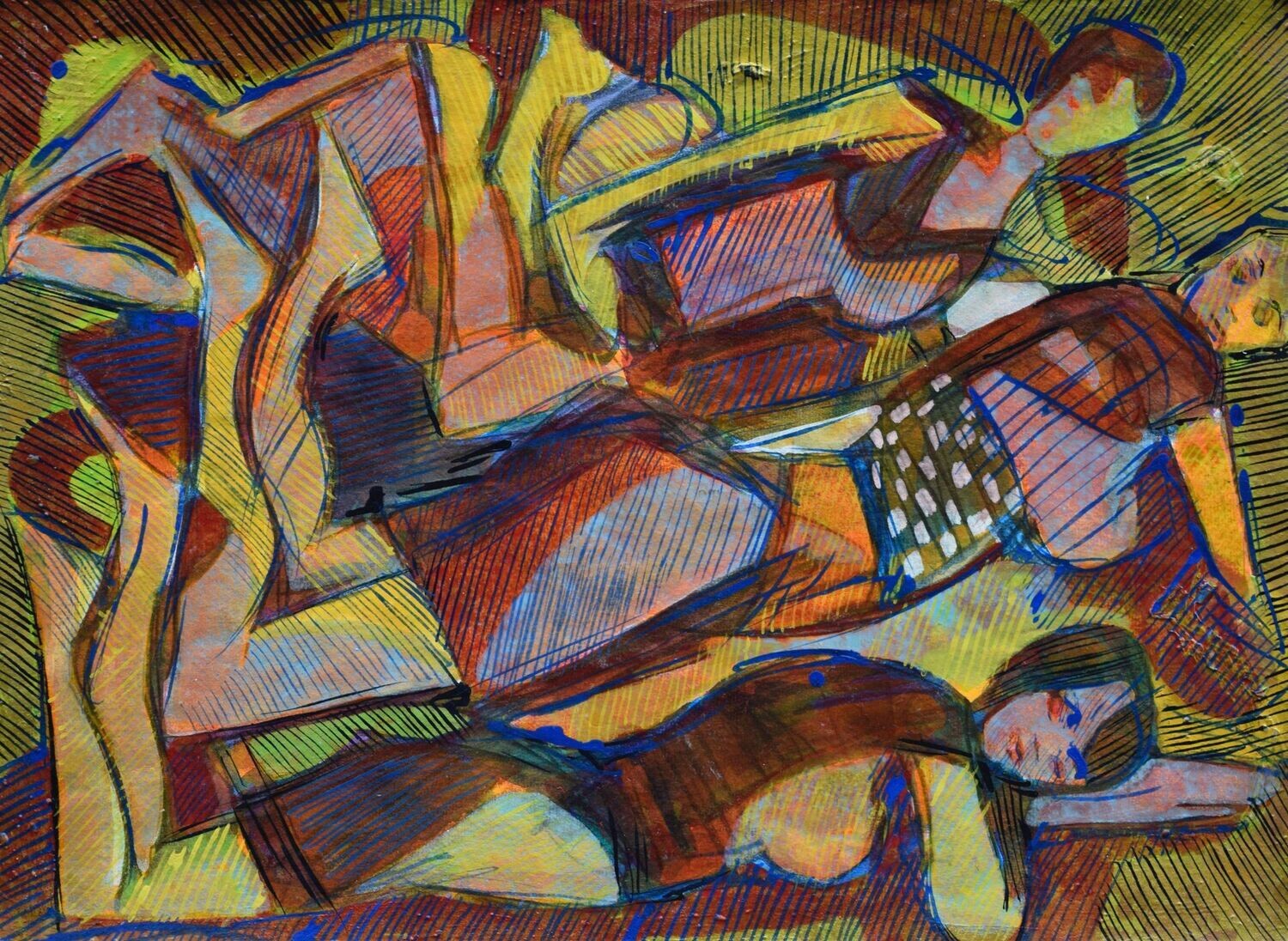 Acrylic on paper and their collage on canvas with wooden frame // Size: ca..30 x 40 x 4 cm