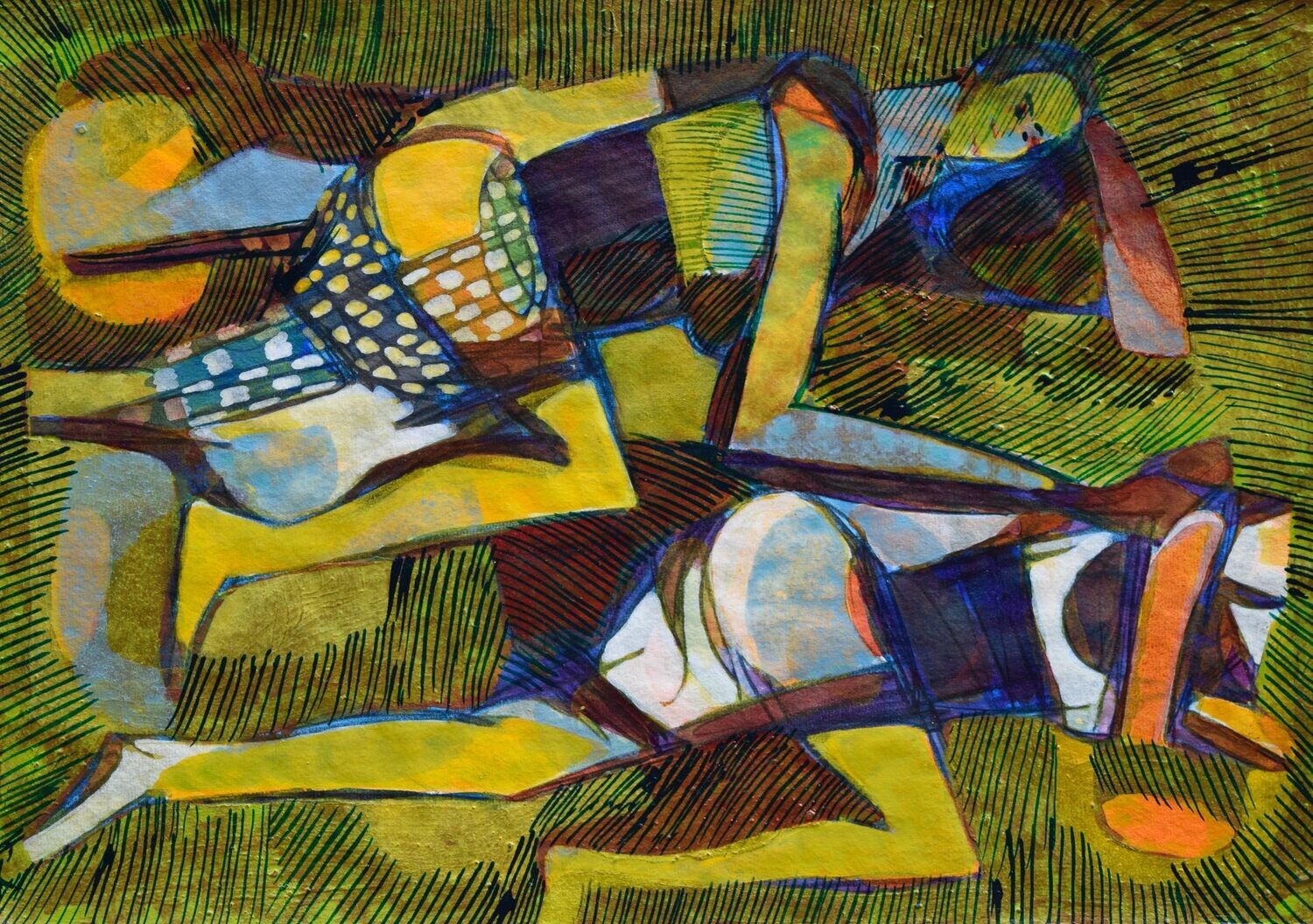 Acrylic on paper and their collage on canvas with wooden frame // Size: ca..30 x 40 x 4 cm