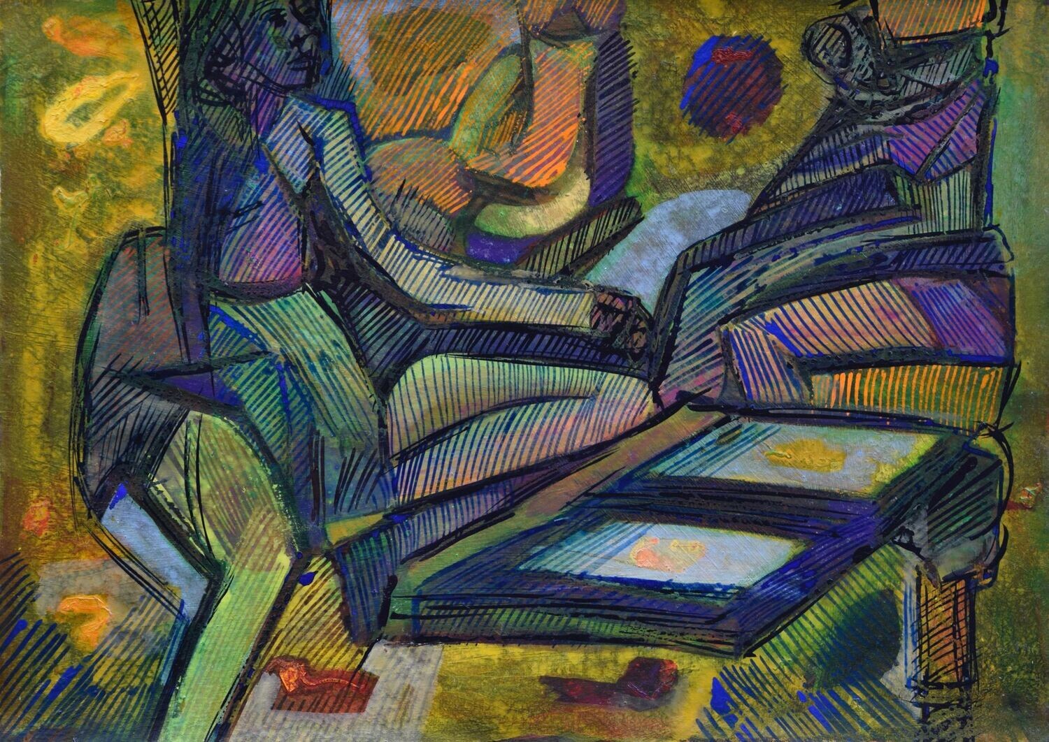 Acrylic on paper and their collage on canvas with wooden frame // Size: ca..30 x 40 x 4 cm