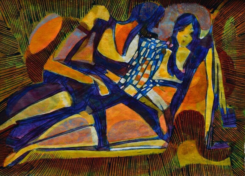 Acrylic on paper and their collage on canvas with wooden frame // Size: ca..30 x 40 x 4 cm