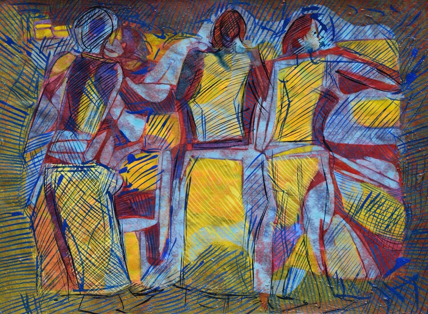 Acrylic on paper and their collage on canvas with wooden frame // Size: ca..30 x 40 x 4 cm