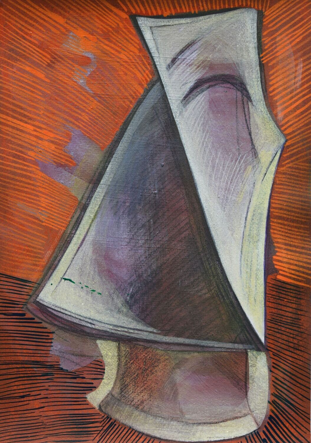 Acrylic on paper and canvas, collage on wooden frame, // Size: x 30 x 40 x 4 cm