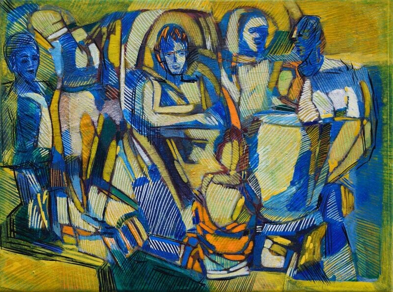 Acrylic on paper and their collage on canvas with wooden frame // Size: ca..30 x 40 x 4 cm Acrylic on paper and their collage on canvas with wooden frame // Size: ca..30 x 40 x 4 cm