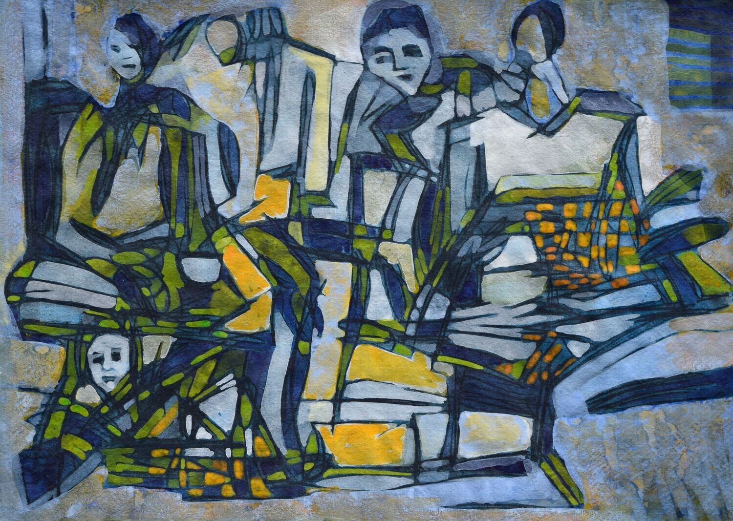 Acrylic on paper and their collage on canvas with wooden frame // Size: ca..30 x 40 x 4 cm
