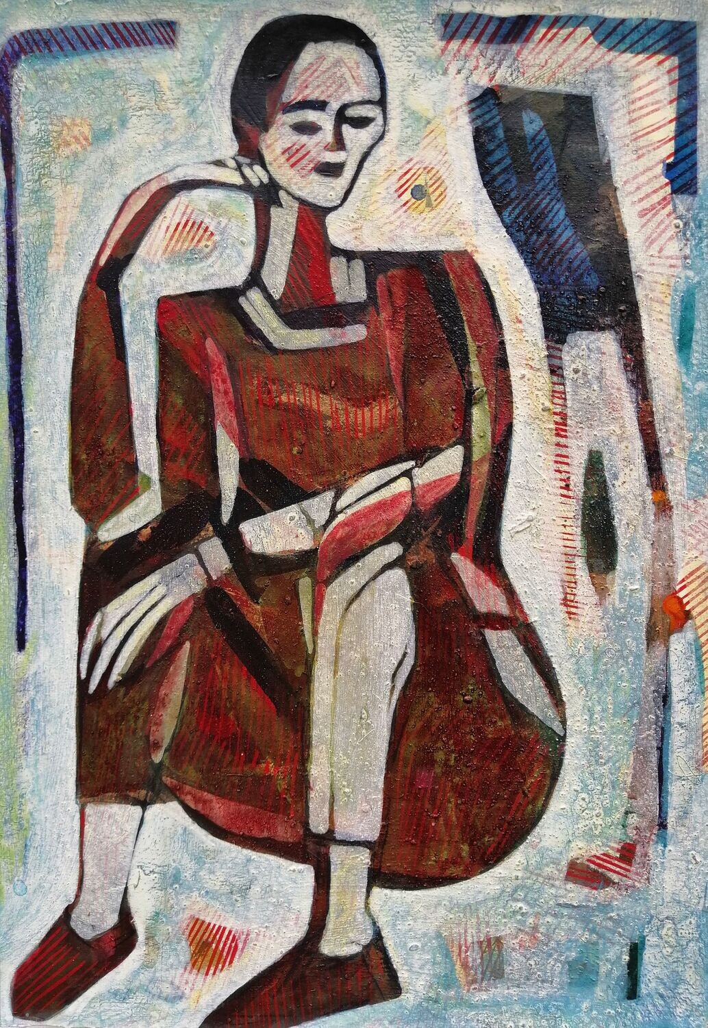 Acrylic on paper and their collage on canvas with wooden frame // Size: ca..30 x 40 x 4 cm