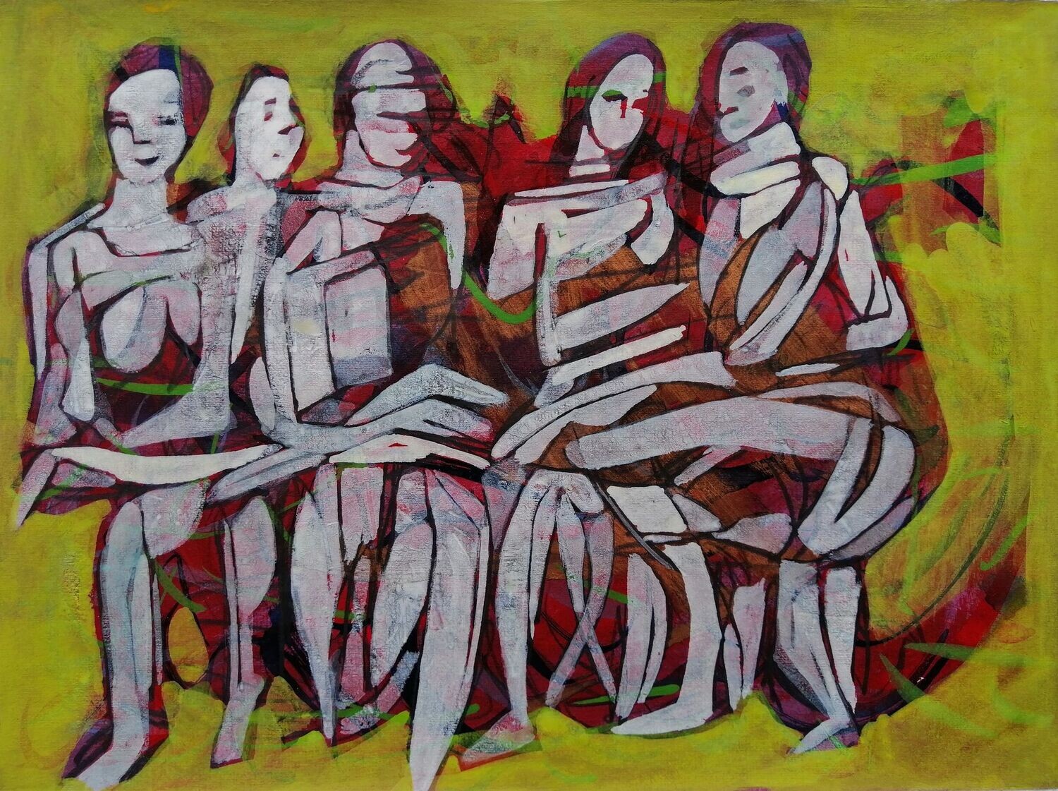 Acrylic on paper and their collage on canvas with wooden frame // Size: ca..30 x 40 x 4 cm