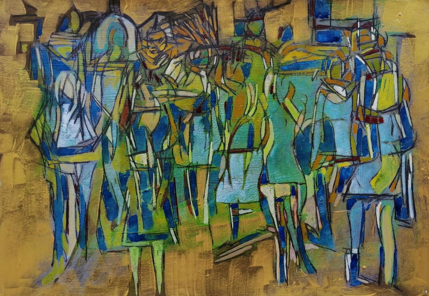 Acrylic on paper and their collage on canvas with wooden frame // Size: ca..30 x 40 x 4 cm