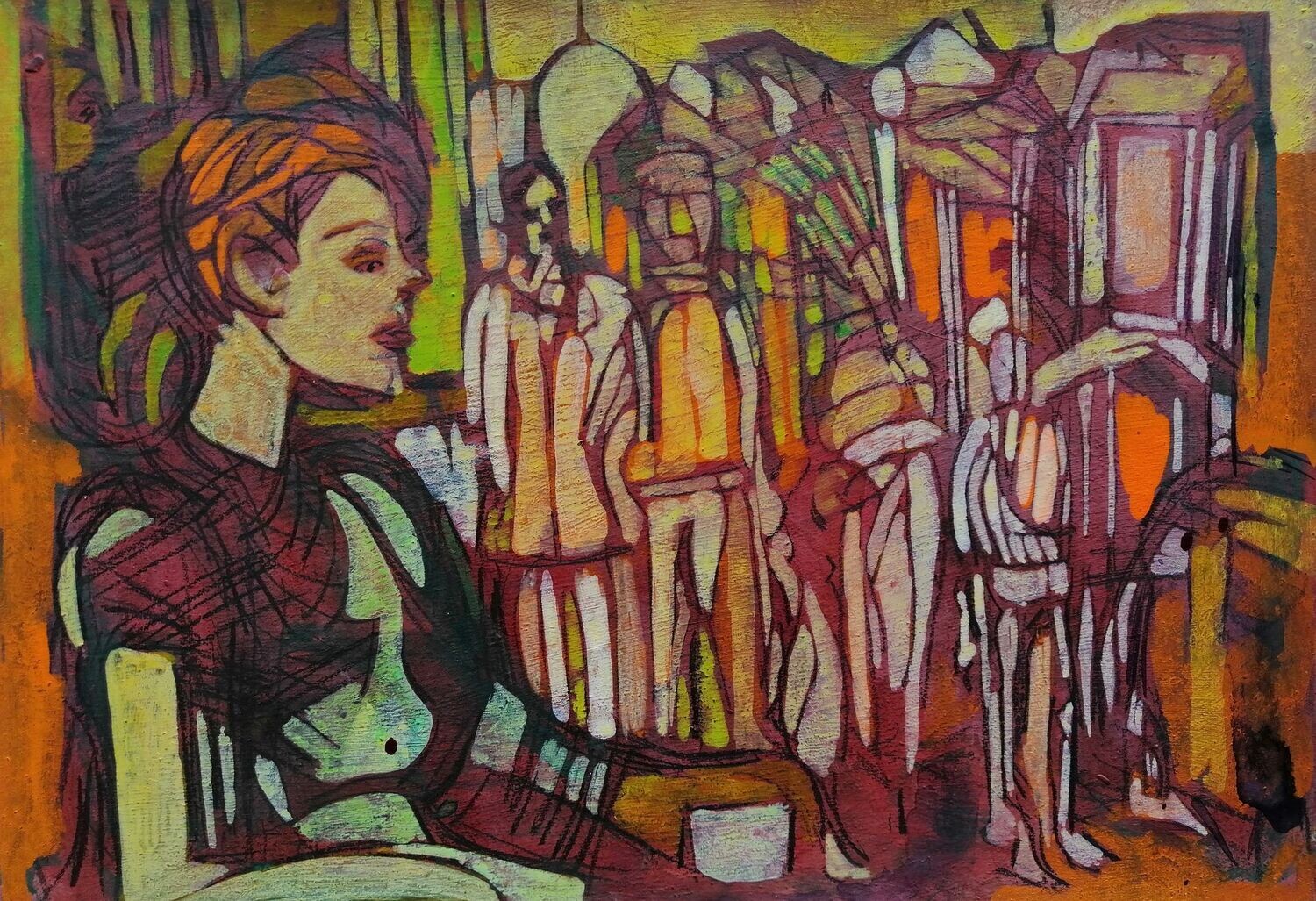 Acrylic on paper and their collage on canvas with wooden frame // Size: ca..30 x 40 x 4 cm