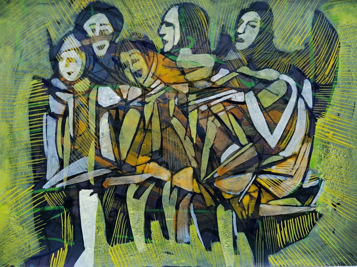 Acrylic on paper and their collage on canvas with wooden frame // Size: ca..30 x 40 x 4 cm