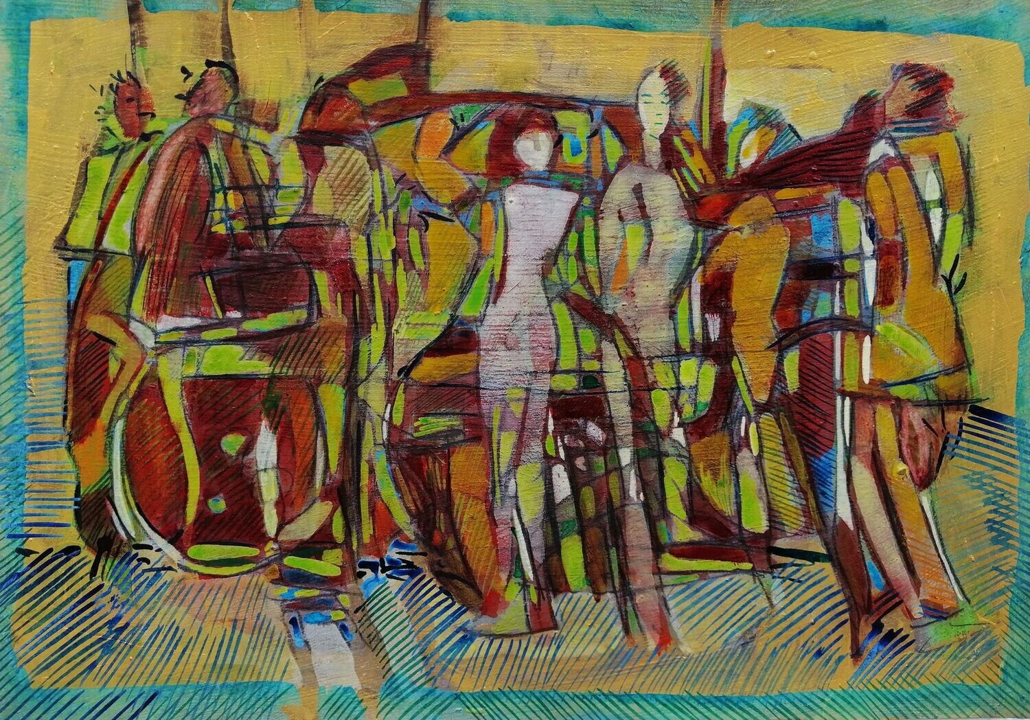 Acrylic on paper and their collage on canvas with wooden frame // Size: ca..30 x 40 x 4 cm