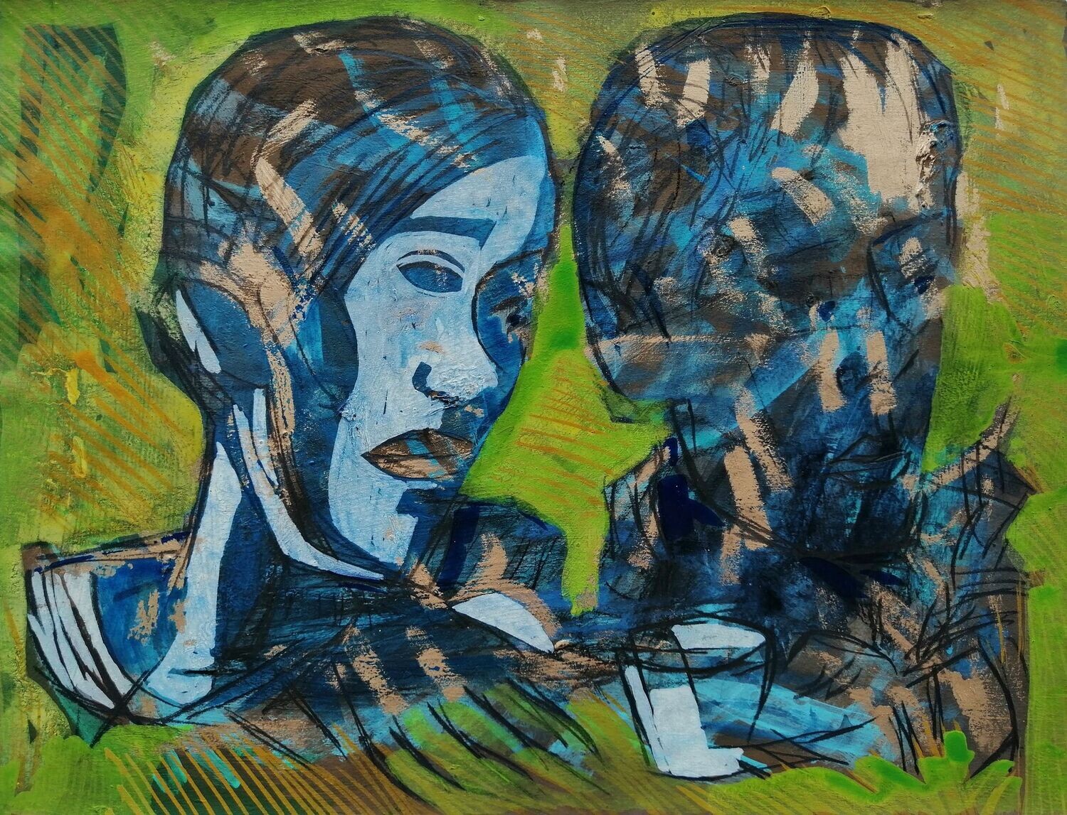 Acrylic on paper and their collage on canvas with wooden frame // Size: ca..30 x 40 x 4 cm