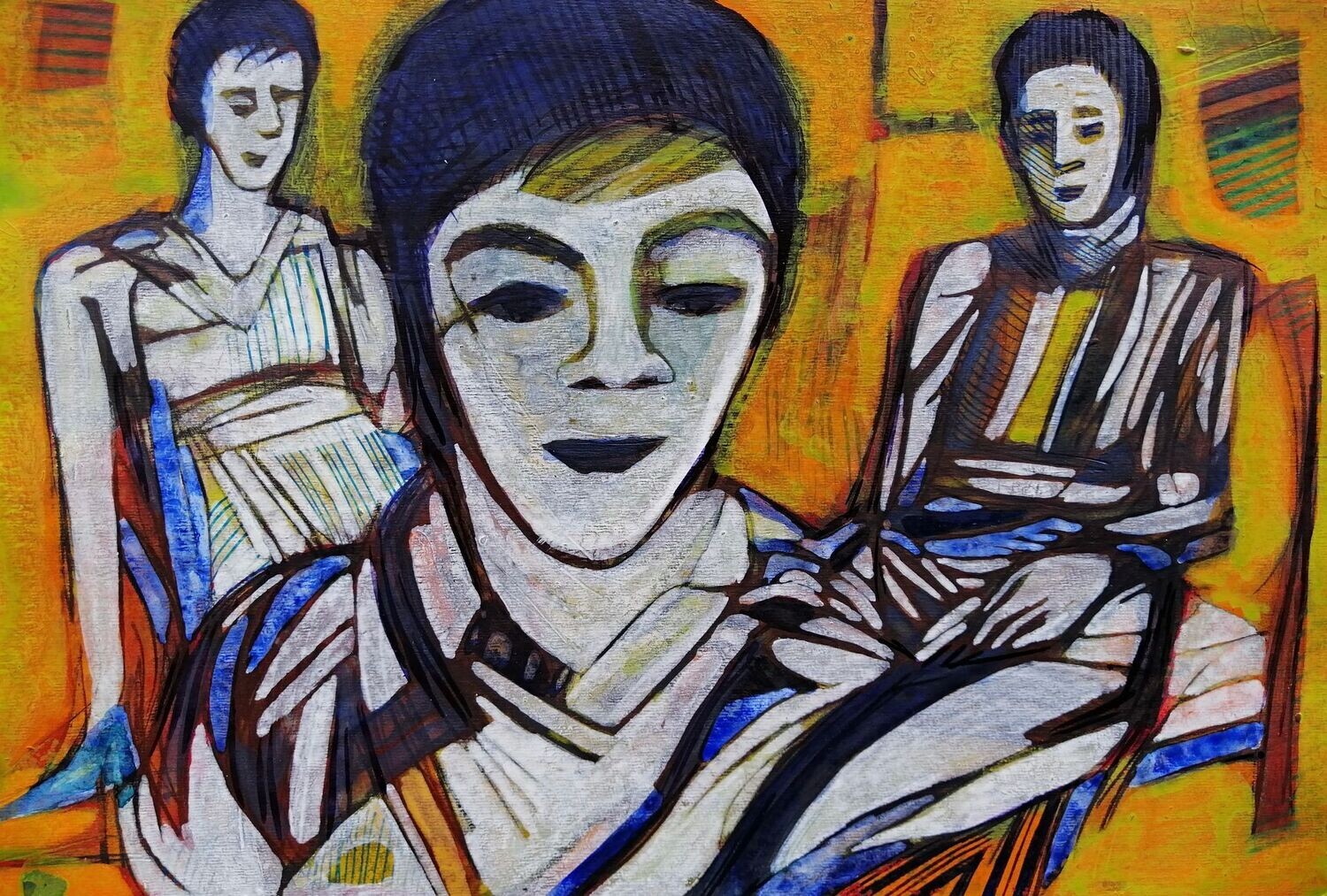 Acrylic on paper and their collage on canvas with wooden frame // Size: ca..30 x 40 x 4 cm