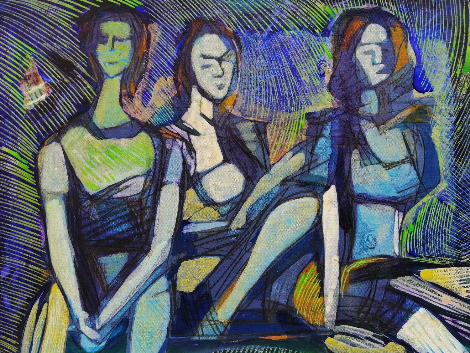 Acrylic on paper and their collage on canvas with wooden frame // Size: ca..30 x 40 x 4 cm