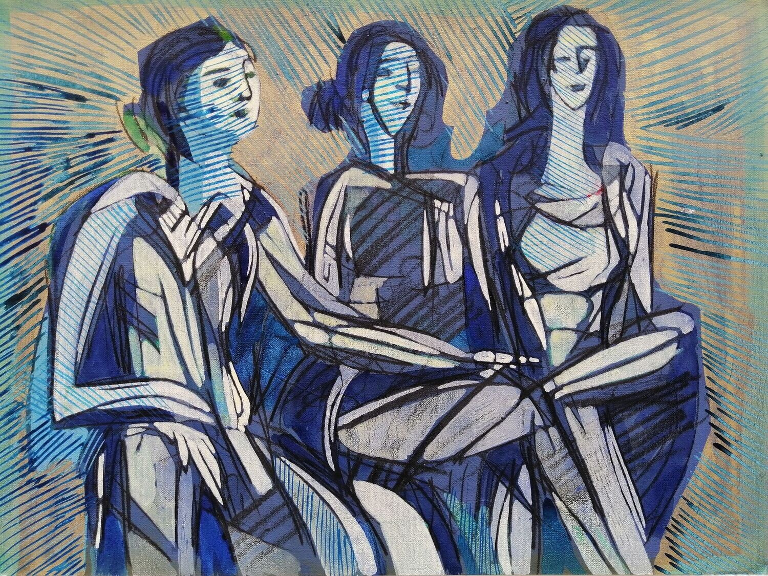 Acrylic on paper and their collage on canvas with wooden frame // Size: ca..30 x 40 x 4 cm