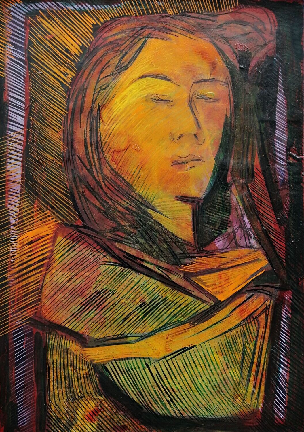 Acrylic on paper and their collage on canvas with wooden frame // Size: ca..30 x 40 x 4 cm