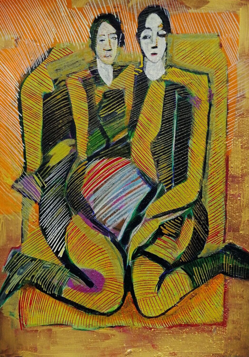 Acrylic on paper and their collage on canvas with wooden frame // Size: ca..30 x 40 x 4 cm