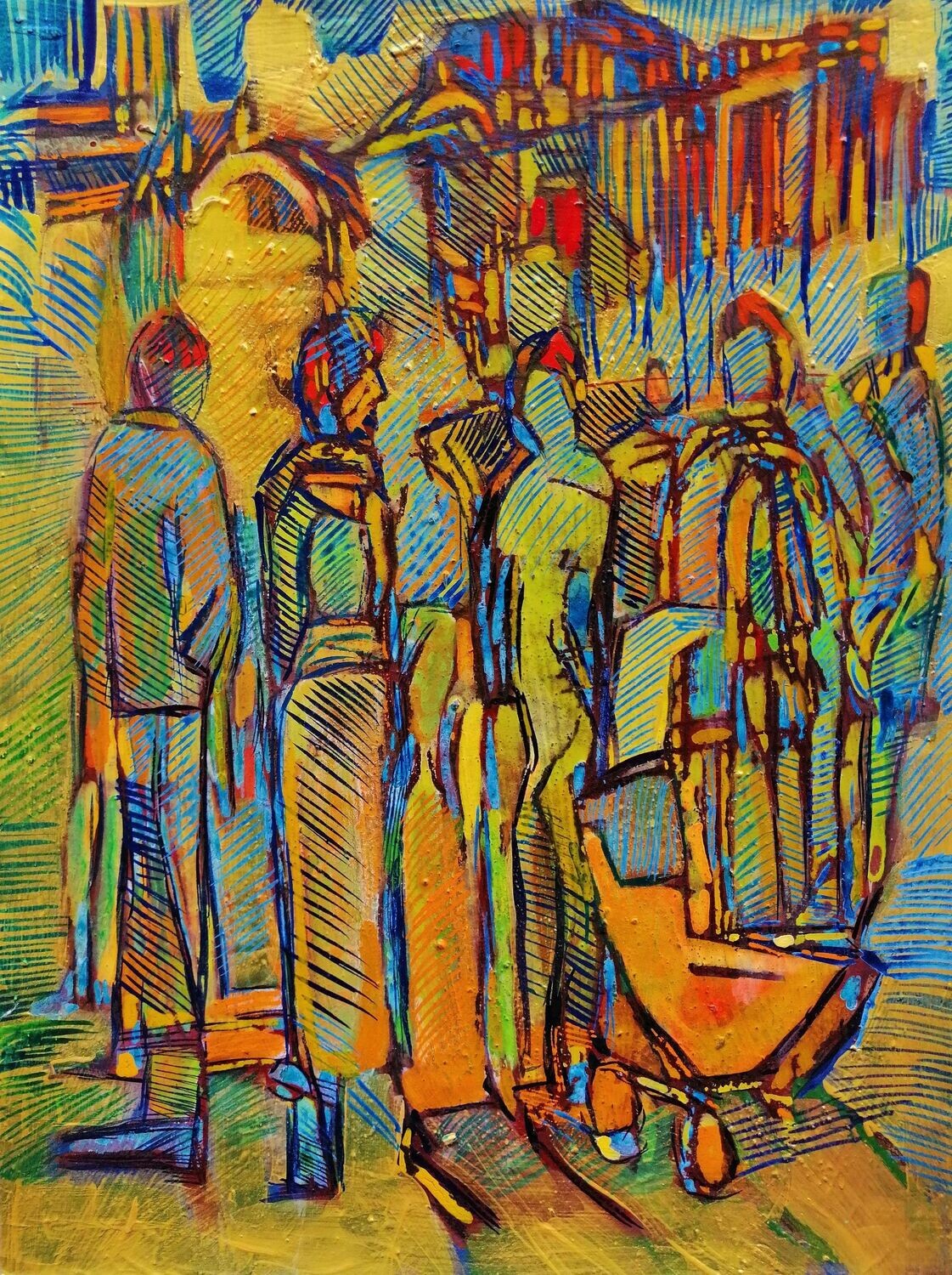 Acrylic on paper and their collage on canvas with wooden frame // Size: ca..30 x 40 x 4 cm