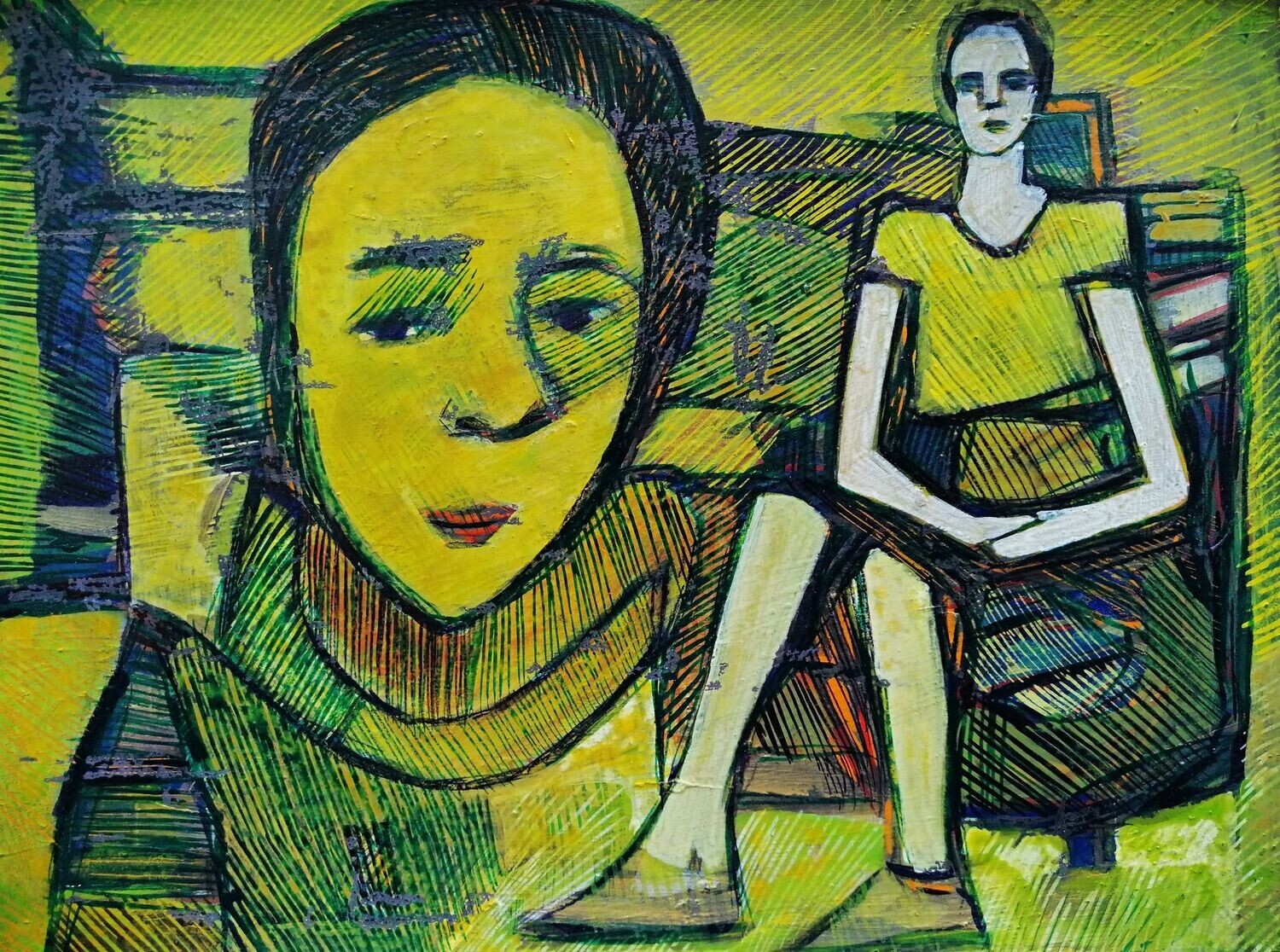 Acrylic on paper and their collage on canvas with wooden frame // Size: ca..30 x 40 x 4 cm
