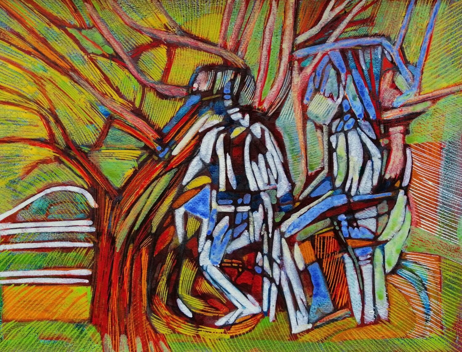 Acrylic on paper and their collage on canvas with wooden frame // Size: ca..30 x 40 x 4 cm