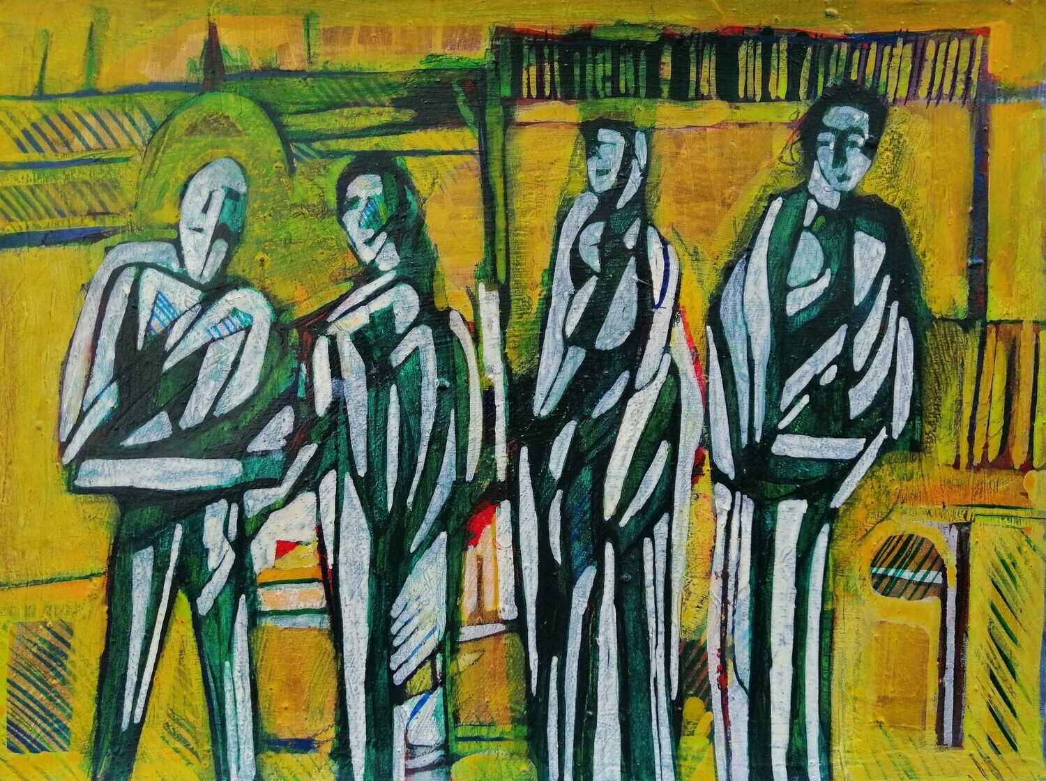 Acrylic on paper and their collage on canvas with wooden frame // Size: ca..30 x 40 x 4 cm