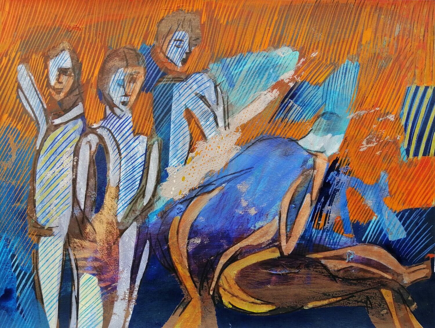 Acrylic on paper and their collage on canvas with wooden frame // Size: ca..30 x 40 x 4 cm