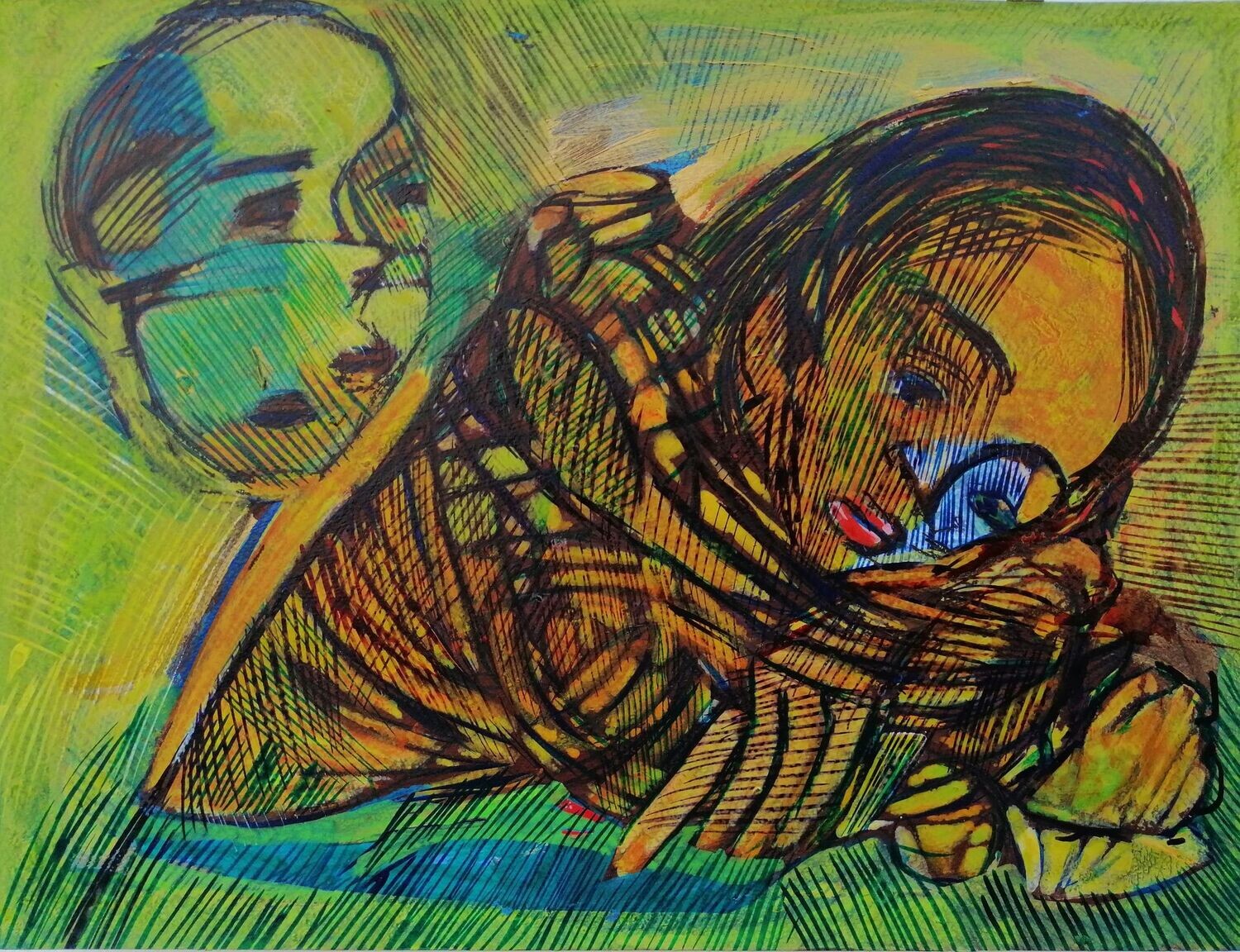 Acrylic on paper and their collage on canvas with wooden frame // Size: ca..30 x 40 x 4 cm