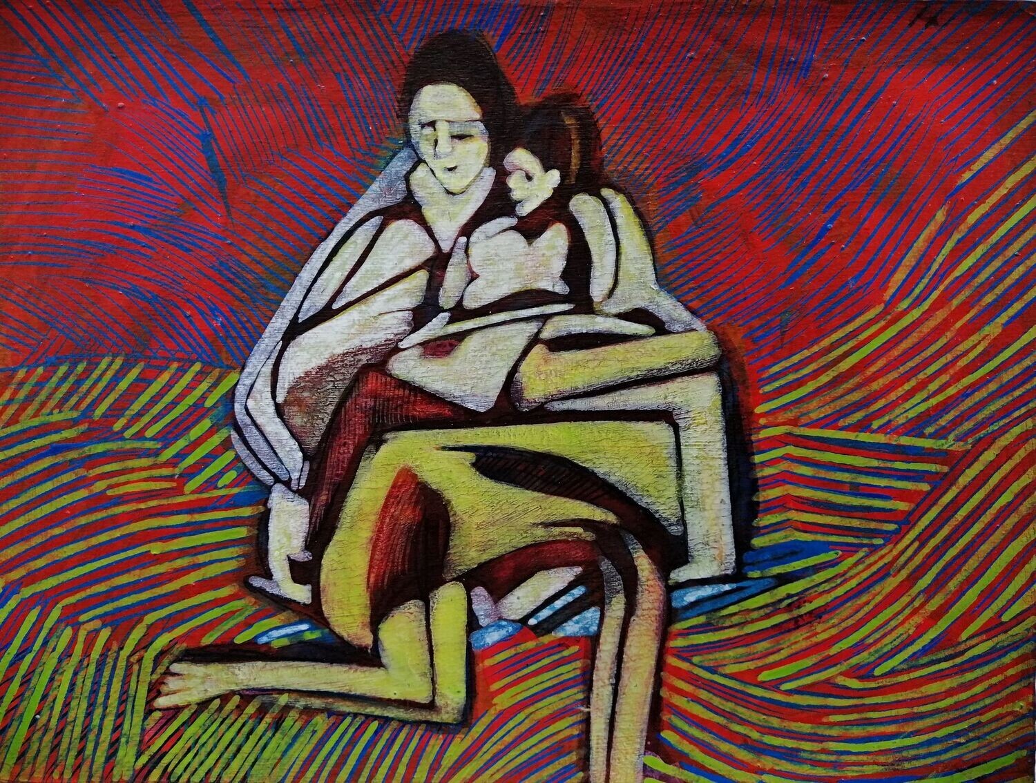 Acrylic on paper and their collage on canvas with wooden frame // Size: ca..30 x 40 x 4 cm