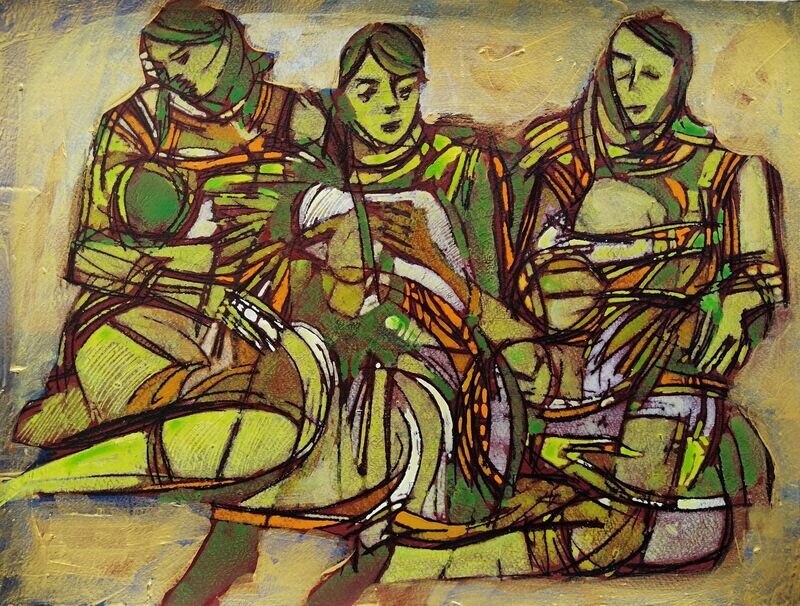 Acrylic on paper and their collage on canvas with wooden frame // Size: ca..30 x 40 x 4 cm Acrylic on paper and their collage on canvas with wooden frame // Size: ca..30 x 40 x 4 cm