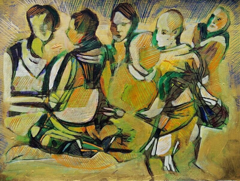 Acrylic on paper and their collage on canvas with wooden frame // Size: ca..30 x 40 x 4 cm Acrylic on paper and their collage on canvas with wooden frame // Size: ca..30 x 40 x 4 cm