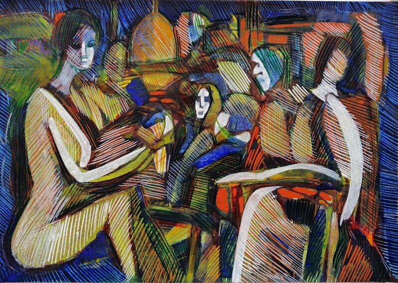 Acrylic on paper and their collage on canvas with wooden frame // Size: ca..30 x 40 x 4 cm Acrylic on paper and their collage on canvas with wooden frame // Size: ca..30 x 40 x 4 cm