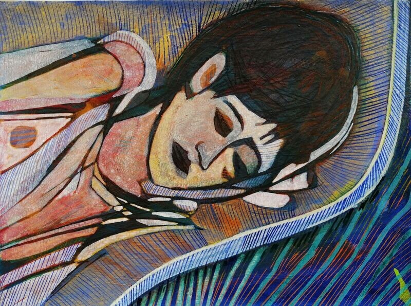 Acrylic on paper and their collage on canvas with wooden frame // Size: ca..30 x 40 x 4 cm Acrylic on paper and their collage on canvas with wooden frame // Size: ca..30 x 40 x 4 cm