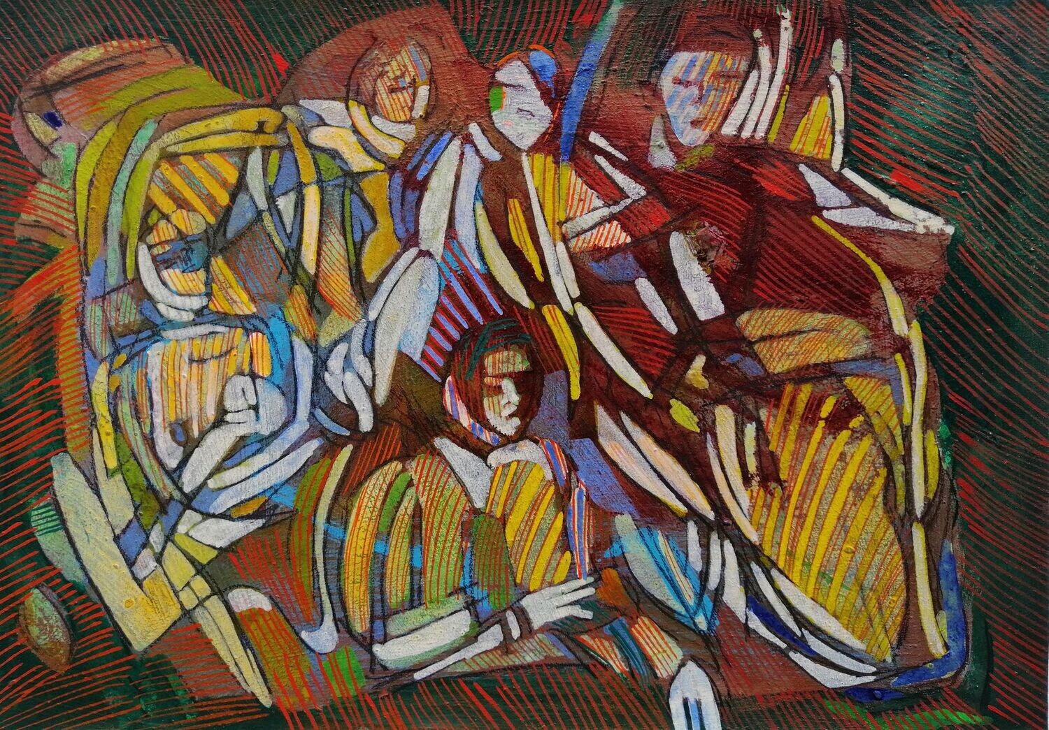 Acrylic on paper and their collage on canvas with wooden frame // Size: ca..30 x 40 x 4 cm