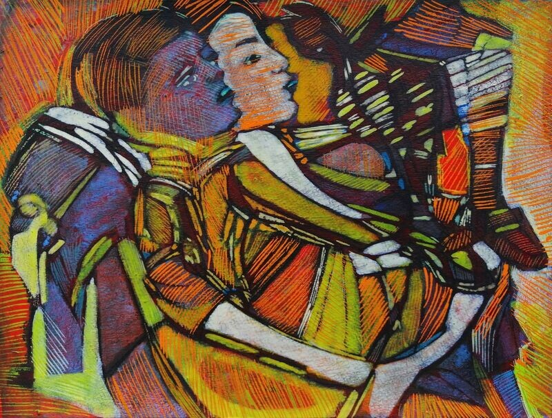 Acrylic on paper and their collage on canvas with wooden frame // Size: ca..30 x 40 x 4 cm Acrylic on paper and their collage on canvas with wooden frame // Size: ca..30 x 40 x 4 cm